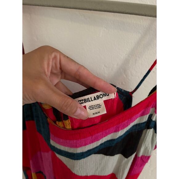 Billabong Dress Women's Medium Night Out Printed Mini Pink Spaghetti Straps - Picture 4 of 7